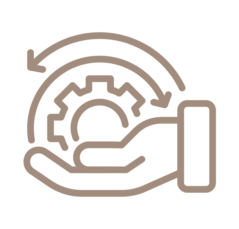 icon of hand holding gears - "Setup"