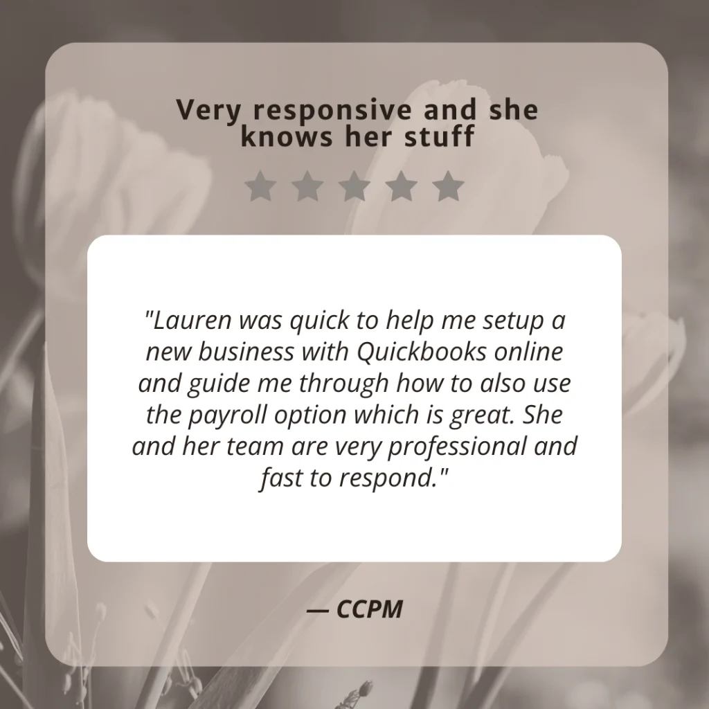 Client testimonial screenshot from CCPM for LaLa Accounting Software Support
