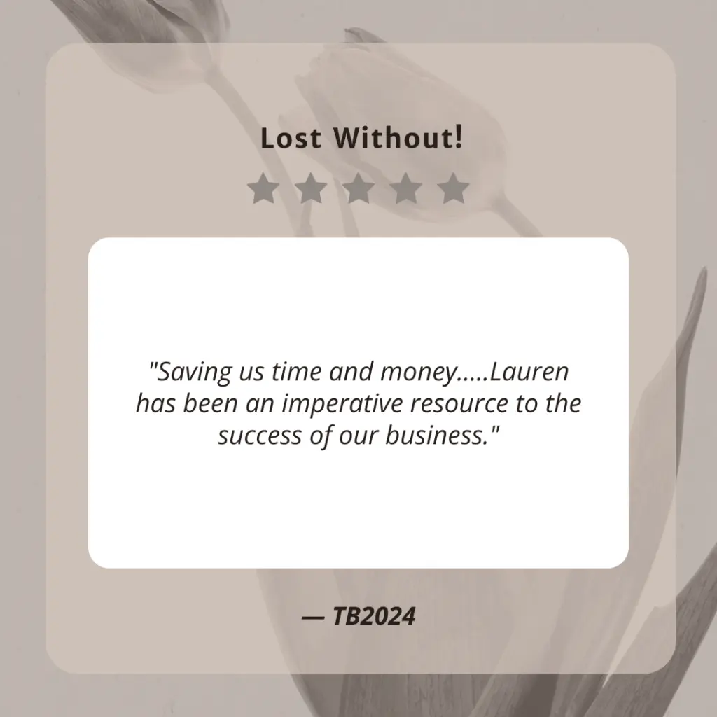 Client testimonial screenshot from TB2024 for LaLa Accounting Software Support