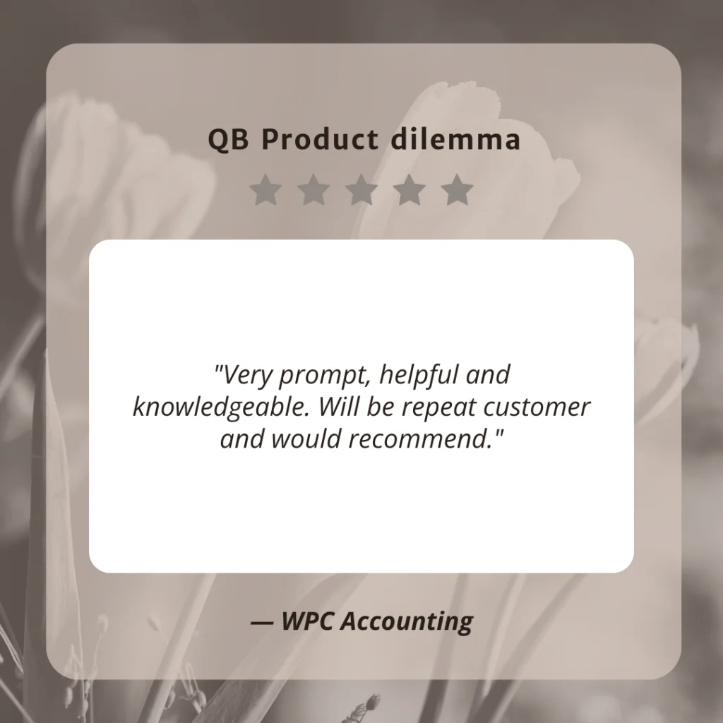 Client testimonial screenshot from WPC Accounting for LaLa Accounting Software Support