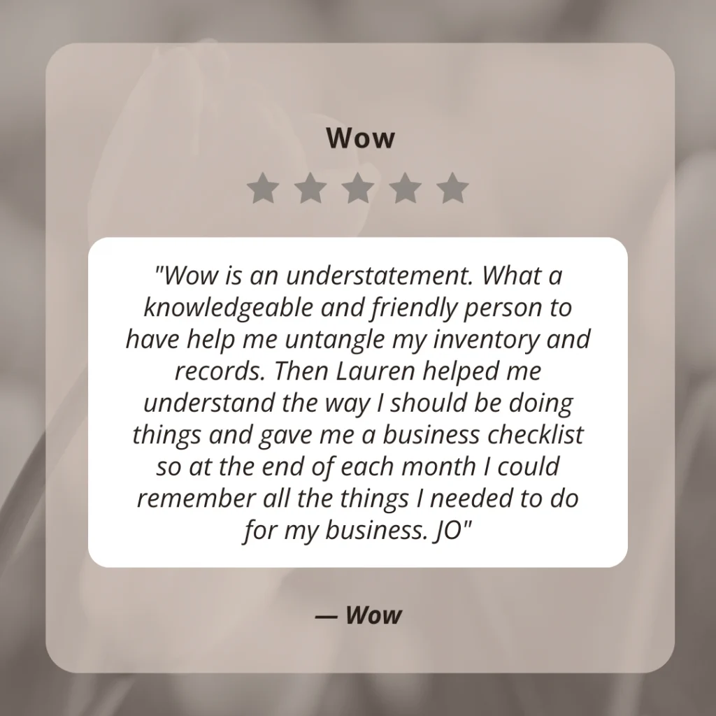 Client testimonial screenshot from Wow for LaLa Accounting Software Support